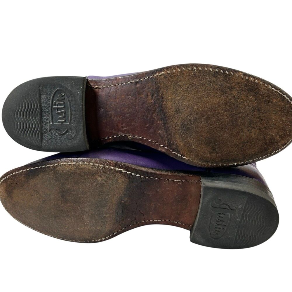 Tracy Byrd & Lee Roy Parnell Signed Justin Roper Purple Boots Vintage 1990s-Sz 8 - Picture 14 of 16